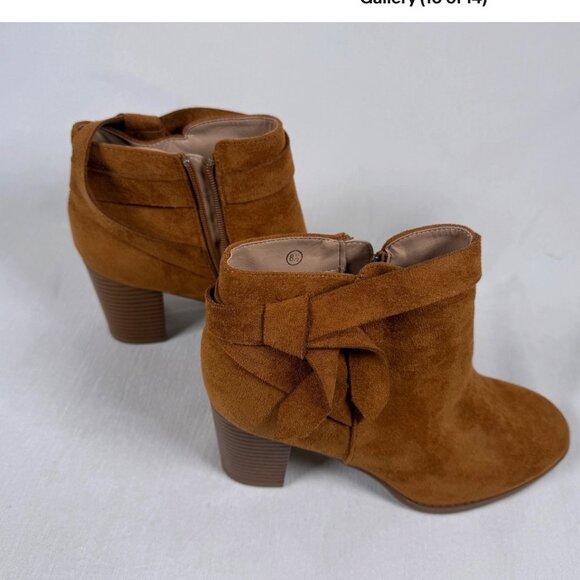 PiePieBuy Women's Tie Knot Chelsea Pump Ankle Boots Closed Toe Brown Size 8.5 - Picture 10 of 14